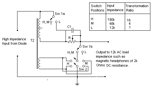 Schematic showing one Switcheable PT-157 Transformer.