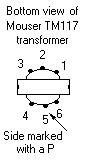 Connection dwg. for a Mouser TM117 transformer.