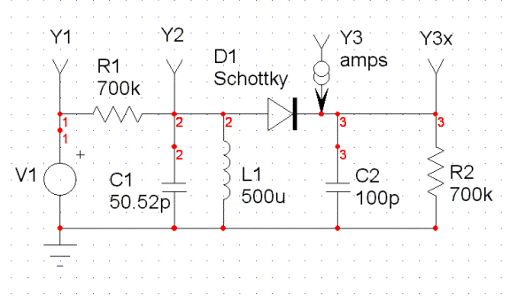 Schematic of Diode Detector Circuit using SPICE.