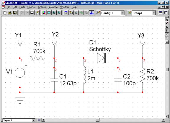 Schematic of Detector Circuit in SPICE.