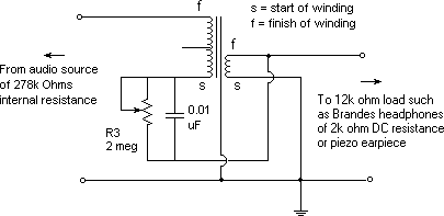 Audio transformer imopedance transformation
